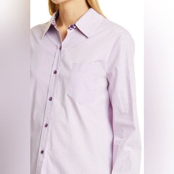 NWOT Le Superbe Ex-Boyfriend Double Cuff Button Down Shirt in Lavender Fields 0 - Picture 7 of 16